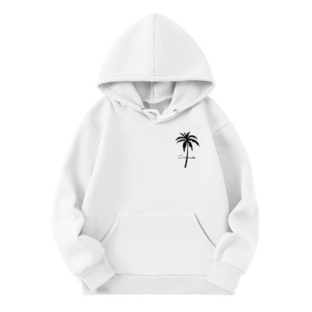 

Kids Girls Sports Shirt Boy Girl Solid Color Casual Coconut Tree Print Hoodie Pullover Hooded Sweatshirt With Pocket Suitable For Teen Cute Hoodies For Teen Girls(Size:3-4 Years)