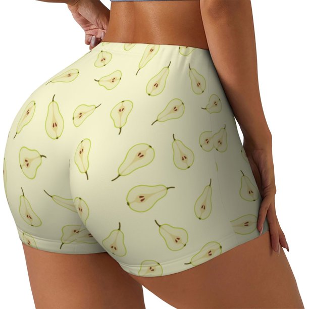 Fotbe Green Pears Shorts Sin Costuras – Shorts Deportivos de Cintura Alta para Mujer, Elásticos para Gimnasio, Yoga, Running o Ciclismo-X-Large