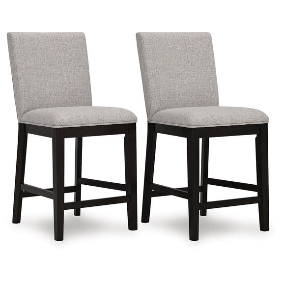 Signature Design by Ashley Neymorton Upholstered Counter Height Barstool in Dark Grayish Brown, Set of 2