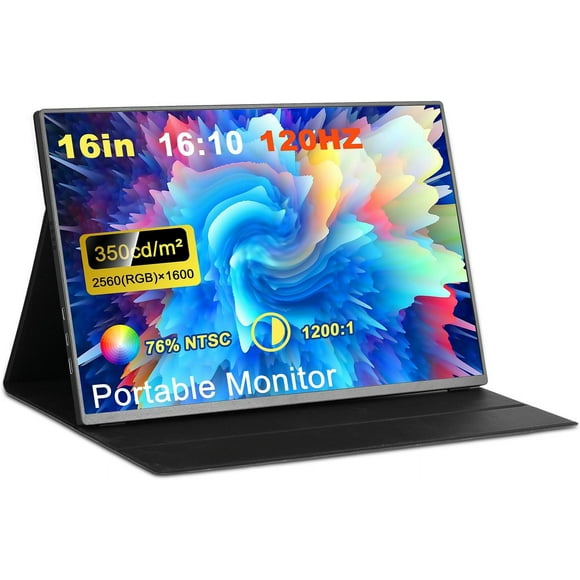 LAICAIW Travel Monitor 16-inch Monitor Portable Monitor 16-inch 2K Monitor USB-C Ultra-Thin Gaming Monitor Travel Monitor 120HZ Refresh Rate Portable Monitor for Laptop MacBook Surface PC PS4PS5 Xbox