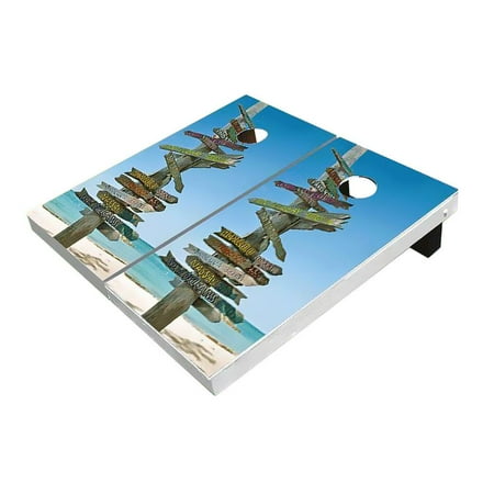 Skip's Garage Beach Signs Solid Wood Cornhole Board Set
