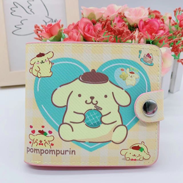 Sanrio-cartera de piel sintética con dibujos animados para mujer, Cartera de Hello Kitty, Kulomi Melody, Cinnamoroll, portatarjetas de identificación portátil, monedero bonito, regalos para niñas, nov