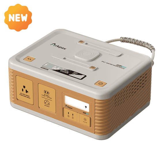 Arkpax Ark NOA 600W/500Wh Portable Power Station, LiFePO4, IP67 Waterproof for Camping and Home Backup
