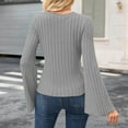 thumbnail image 4 of Women's Bell Sleeve Crop Tops, Dressy Casual Crewneck shirts, fall warm Ribbed Fitted Shirts, 4 of 5