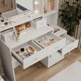 thumbnail image 7 of Vanity Desk with Mirror and Lights, Makeup Vanity Desk with Charging Station, White Vanity with Drawers and Cabinet, Shelves, Makeup Vanity with Lights, 3 Color Lighting Brightness Adjustable, White, 7 of 7