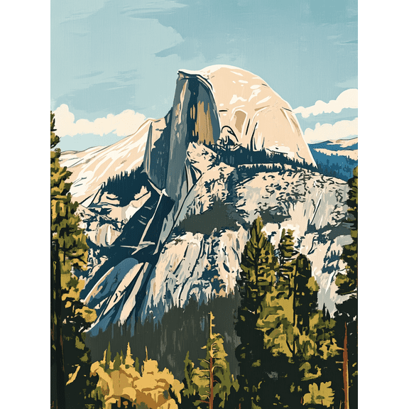 Half Dome Yosemite National Park Landscape Canvas Art Print, Perfect for Living Room, Bedroom, Office, Dining Room, and Hotel Decoration.