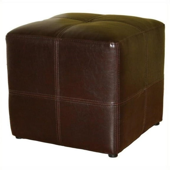 Bowery Hill Contemporary Wood Ottoman in Dark Brown
