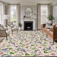 thumbnail image 3 of Pink Purple Leaves Area Rug 5x7 FT, Non Slip Bedroom Throw Carpet, Pastoral Botanical Wildflowers Beige Washable Soft Floor Carpet Non-Shedding Rug for Dining Room Bedside Classroom Desk, 3 of 9