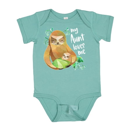 

Inktastic My Aunt Loves Me Cute Sloth and Baby Gift Baby Boy or Baby Girl Bodysuit
