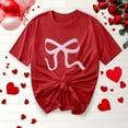 thumbnail image 2 of yillto Womens Tshirts Short Sleeve Bow Printed Round Neck 2025 Summer Trendy Tee Tops for Valentine's, 2 of 4