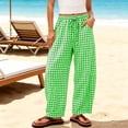 thumbnail image 5 of Inleife Women's Gingham Checkered Relaxed Pants Drawstring Elastic Waist Lounge Trousers with Pockets, 5 of 6