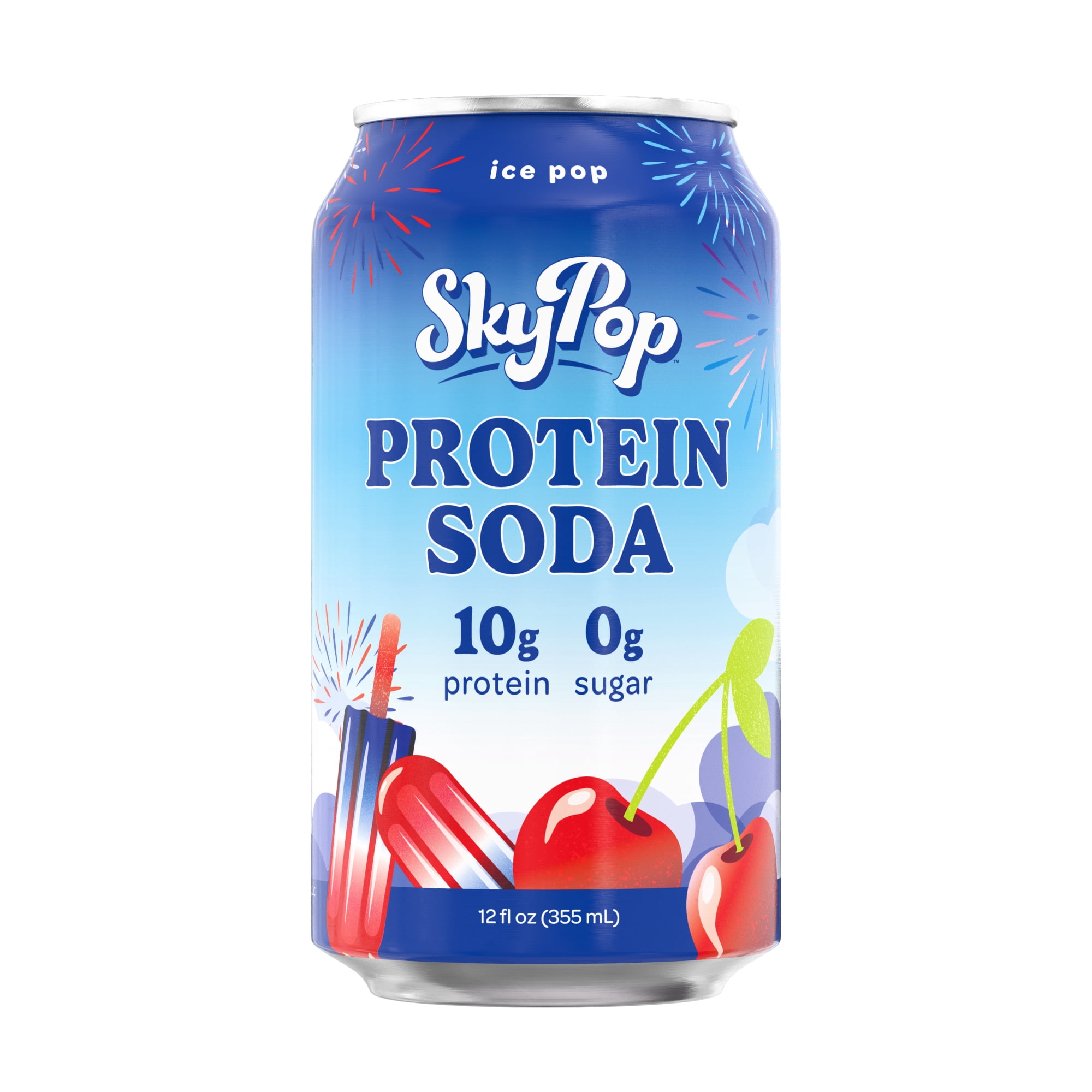 (12 pack) SkyPop Protein Soda Ice Pop, 10g Protein, 12 fl oz