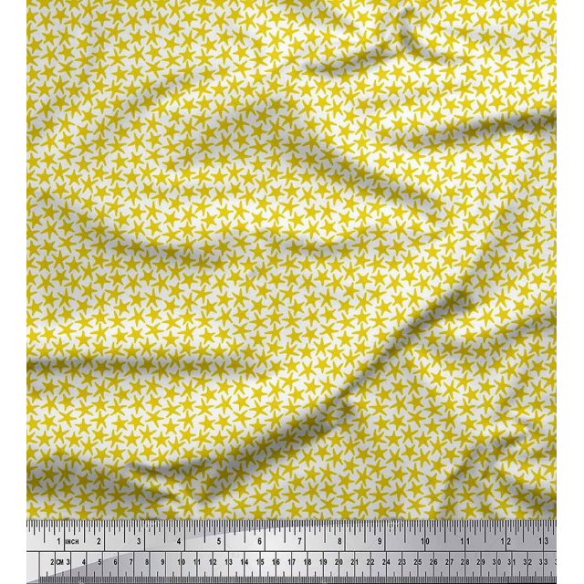 Soimoi Crepe Silk Fabric Stars Star Print Sewing Fabric Yard 42 Inch Wide