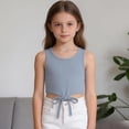 thumbnail image 5 of Coerni Girls Sleeveless Tank Top Tie Knot Front Tops T Shirts for Kids Crewneck Cute Casual Athletic Undershirt Crop Top Cute Vest, 5 of 7