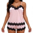 thumbnail image 3 of Satin Pajama Set Women Silk Camisole Pjs Ruffle Sleepwear 2 Piece Household Clothes Shorts Set, 3 of 6