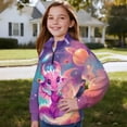 thumbnail image 3 of Uorisanigo Girls Half Zip Sweatshirt Kids Universe Dragon Long Sleeve Zipper Sweatshirt Fall Spring Outfits Clothes Athletic Pullover Tops Lightweight Hoodies No Hood, Size 5-6, 3 of 7
