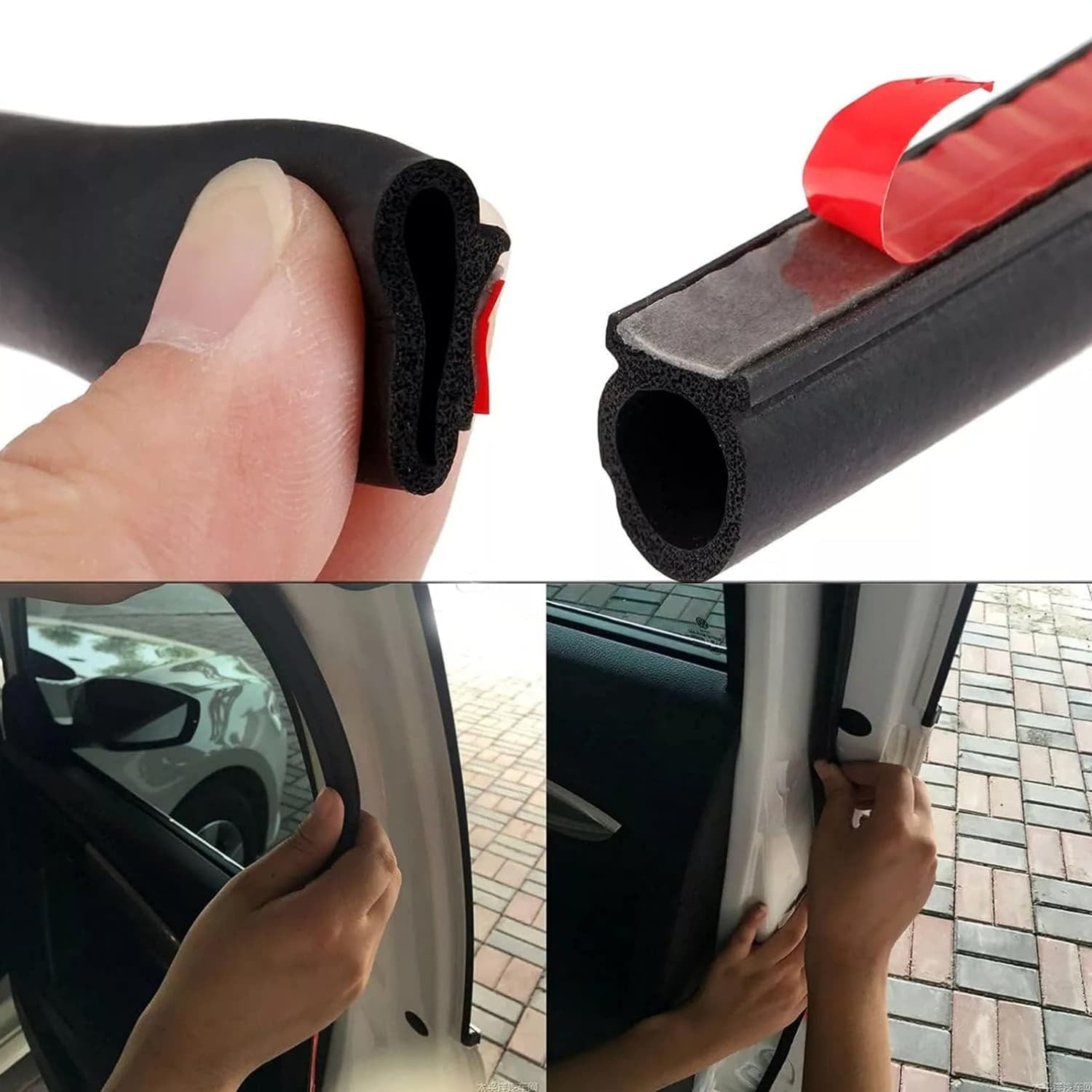 3/4"×3/4" D-Shape Weather Stripping 16FT Heavy Duty Bulb Seal Car Door Window Rubber Seal Strip Hollow Gasket Weatherstrip(Self-Adhesive) for Automotive Truck  Door Window Soundproof