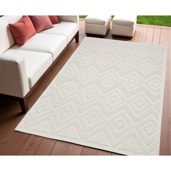 4' X 6' Ivory Indoor Outdoor Area Rug