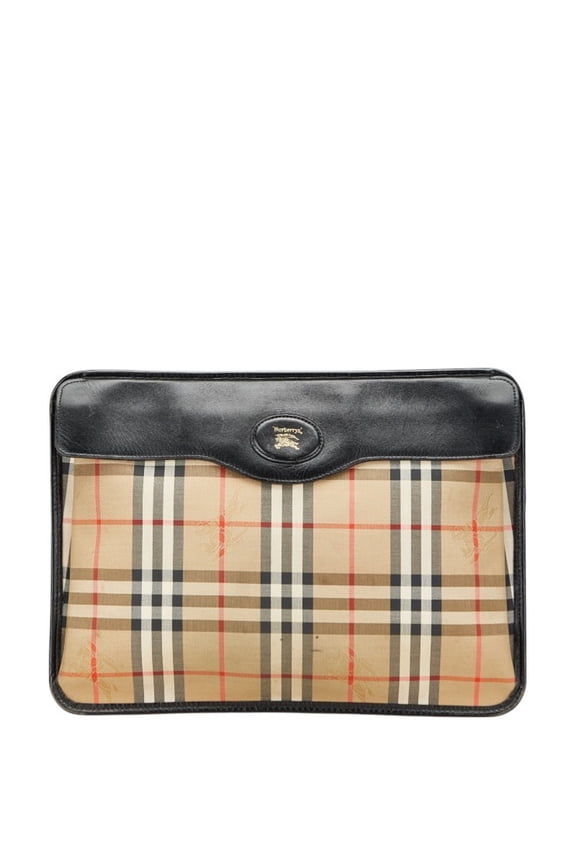 Pre-Owned Burberry Nova Check Shadow Horse Clutch Bag/Second Bag in Beige, Black, and... (Good)