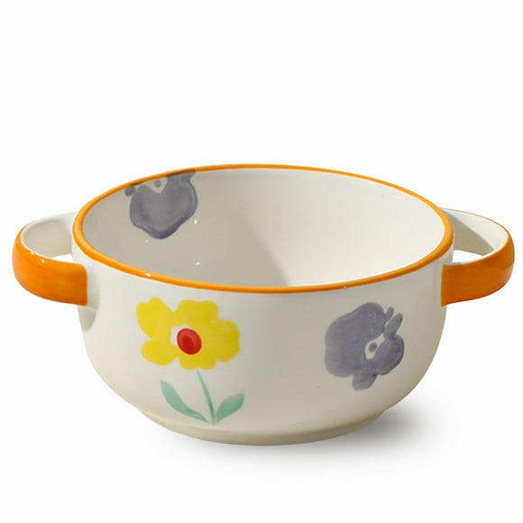 Qeeadeea Bouillon Cups, French Onion Soup Bowls With Handles, French Onion Soup Crocks Oven Safe, Microwave Soup Bowl, Soup Mug-orange-12x12x4cm, 400ml