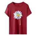 thumbnail image 2 of Hauts d'Été pour Femmes, Blouses Décontractées Élégantes 2024, T-Shirts à Manches Courtes Imprimés, Col Rond, Ample, Rouge, 2 of 5