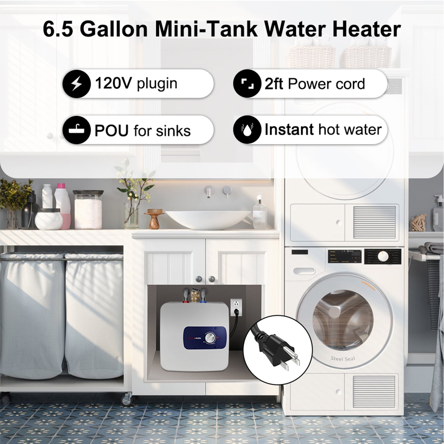 thermomate 6.5 Gal. 1440 W Electric Mini Tank Water Heater for Point of Use, ES700
