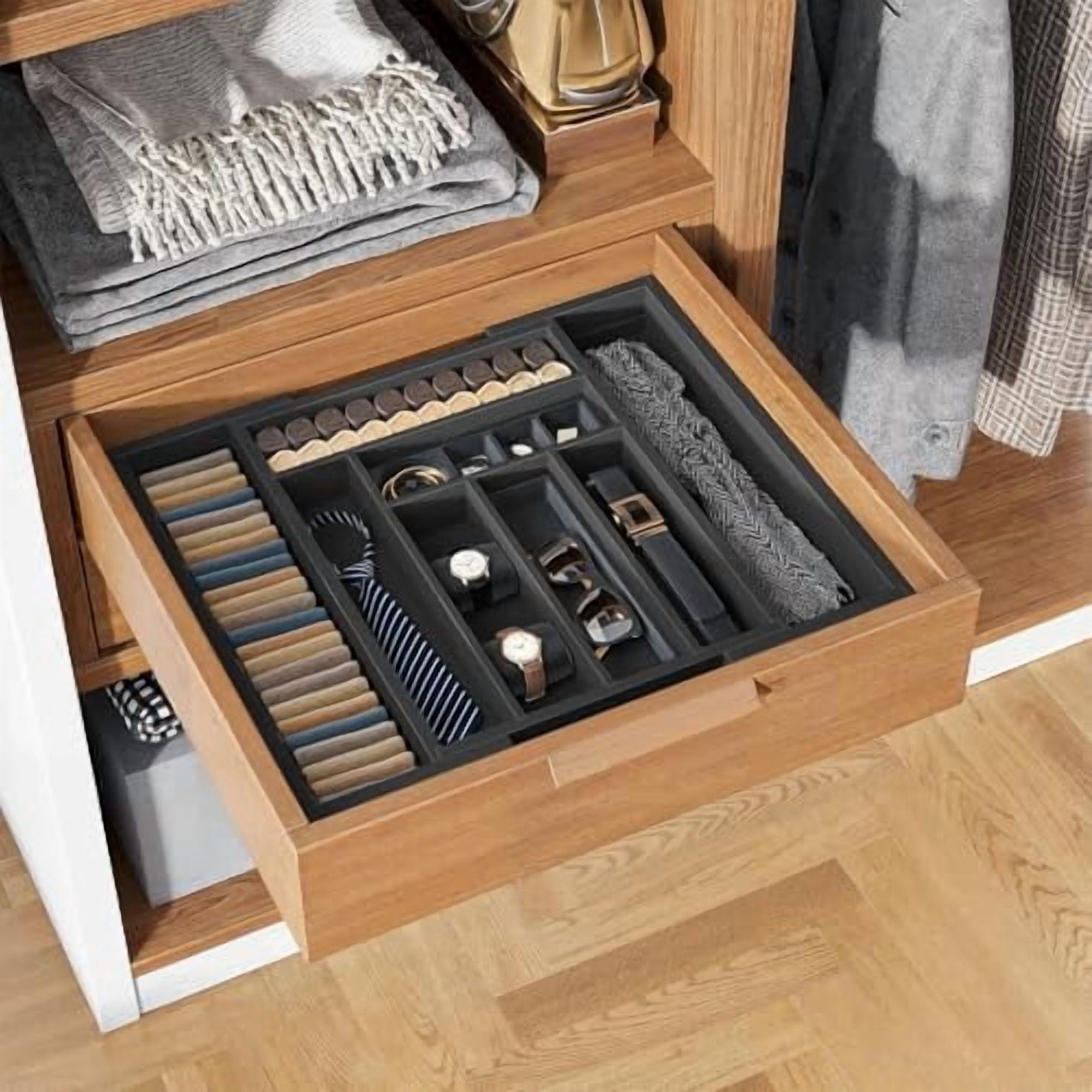 Bamboo Expandable Drawer Organizer for Utensils Holder, Adjustable Cutlery Tray, Wood Drawer Dividers Organizer for Silverware, Flatware, Knives in Kitchen, Bedroom, Living Room