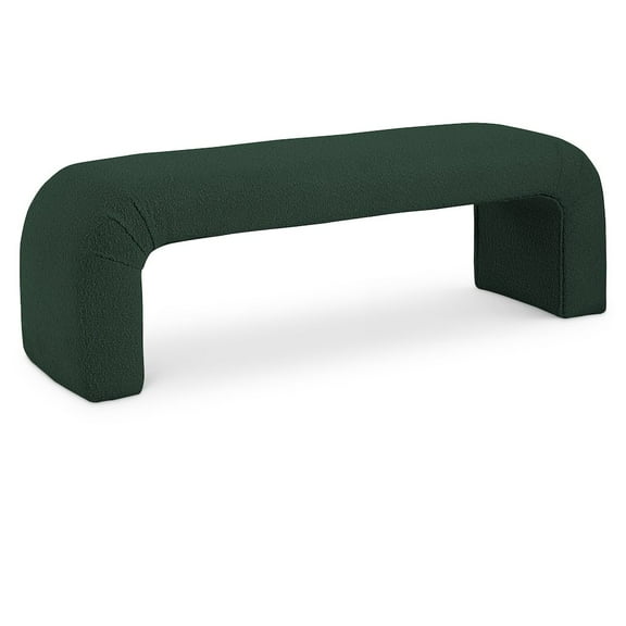 Meridian Furniture Niagara Green Boucle Fabric Bench