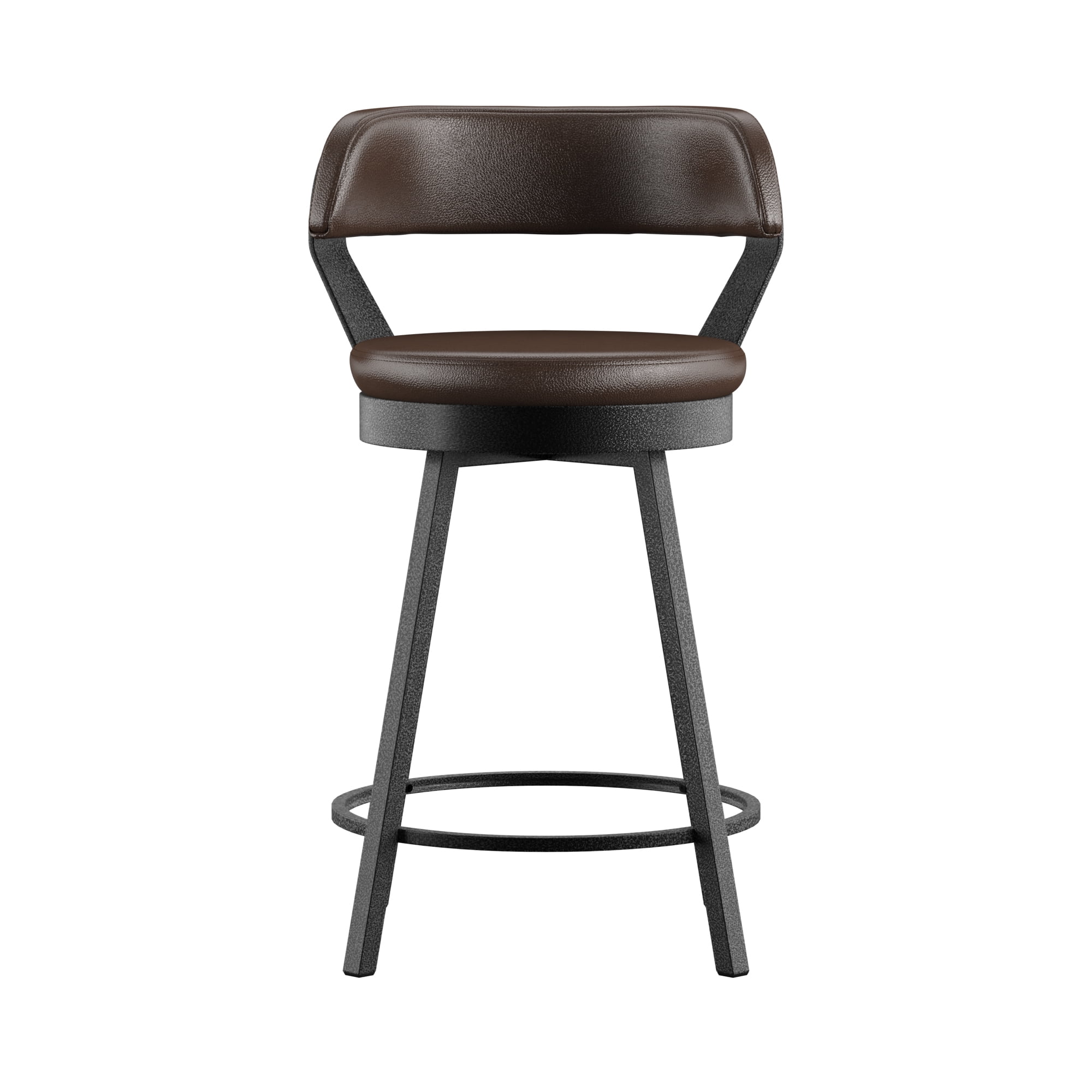 Weston Home Reinhold Round Swivel 24" Counter Stool, Brown (Set of 2)
