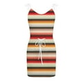 thumbnail image 4 of USSUMA Boho Dress for Women, Women Casual Cami Dress Spaghetti Sleeveless Camo Mini Dress V Neck Striped Sling Strap Dress with Drawstring Belt, 4 of 5