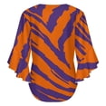 thumbnail image 6 of Purple And Orange Tailgate Swag Claw Marks Women's V-Neck Blouse With 3/4 Ruffled Bell Sleeves Casual Top Ladies Blouses, 6 of 7