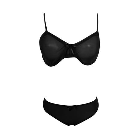 

Gubotare Lingerie Set For Women Women Lingerie Set with Garter Belts Bra and Panty Underwire Lingerie Sets Black M