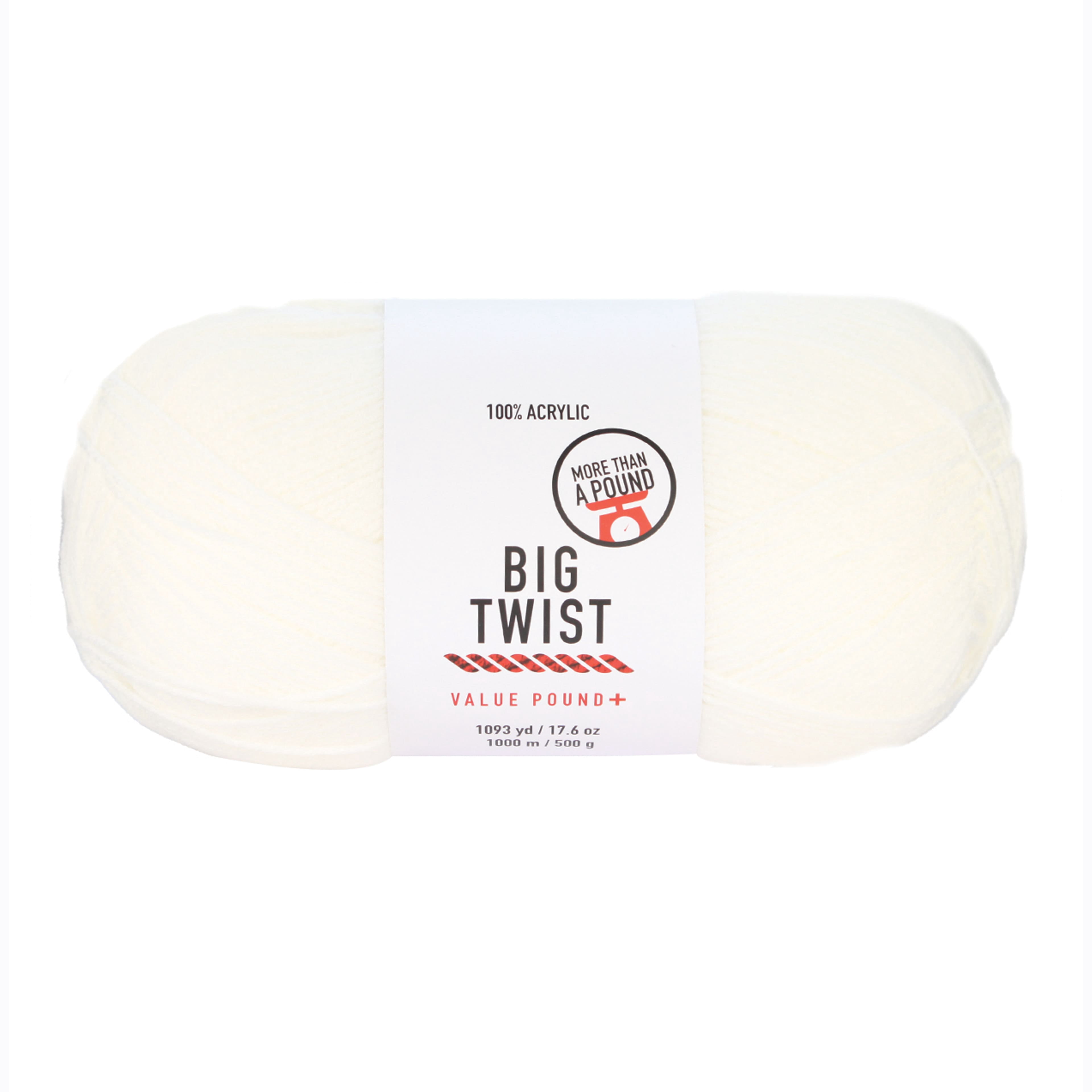Big Twist Value Pound+ Yarn, Bulk Medium Worsted 100% Acrylic Skeins, Assorted Colors, 17.6 oz, 6-Pack