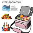 thumbnail image 5 of Kawaii Cat and Tea Pink Pattern Insulated Lunch Box for Women Men, Medium Leakproof Cooler Bag with Adjustable Strap, 10"x6.7"x8", 5 of 6