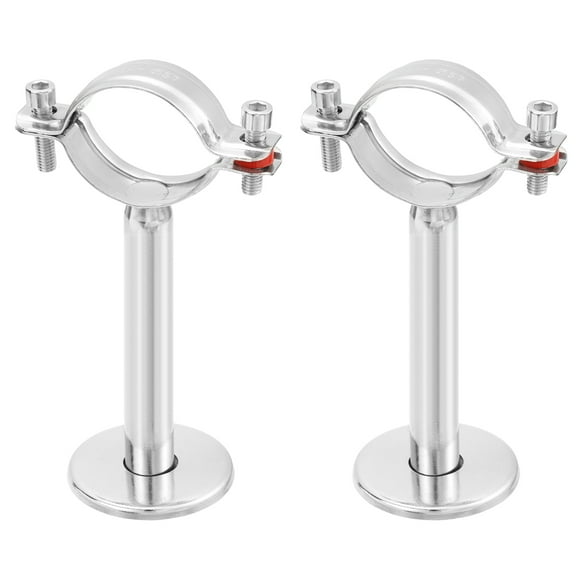 Unique Bargains Pipe Supports, Stainless Steel Wall Mount Ceiling Mount Pipe Support Brackets for Dia 57mm Pipe Tube