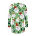 thumbnail image 3 of Women's Fashionable Loose-Fit Casual Cardigan with Christmas Print Mid-Length Coat for Holiday Outfits and Comfortable Wear,Mint Green,L, 3 of 6