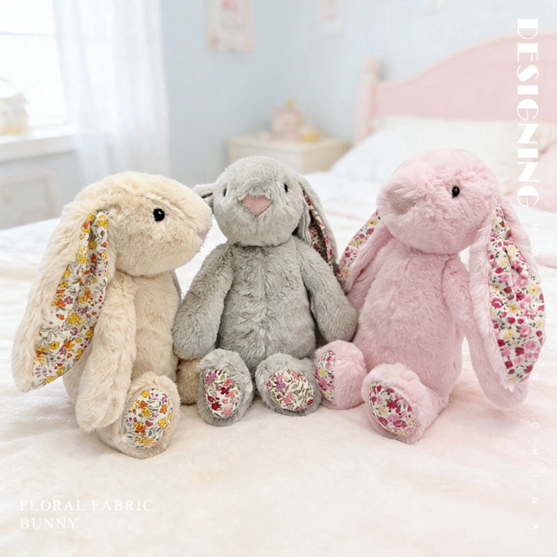 Floral Print Rabbit Plush Toy, Small Size, A Comfort Doll For Your Girlfriend.