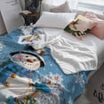 thumbnail image 3 of Christmas Ball Throw Flannel Blanket 50x60In Snowman Gifts Xmas Tree Snowflake Blue Super Soft Cozy Bed Blanket, Lightweight Plush Fuzzy Bed Throw for Bedroom Sofa Couch Living Room, 3 of 4