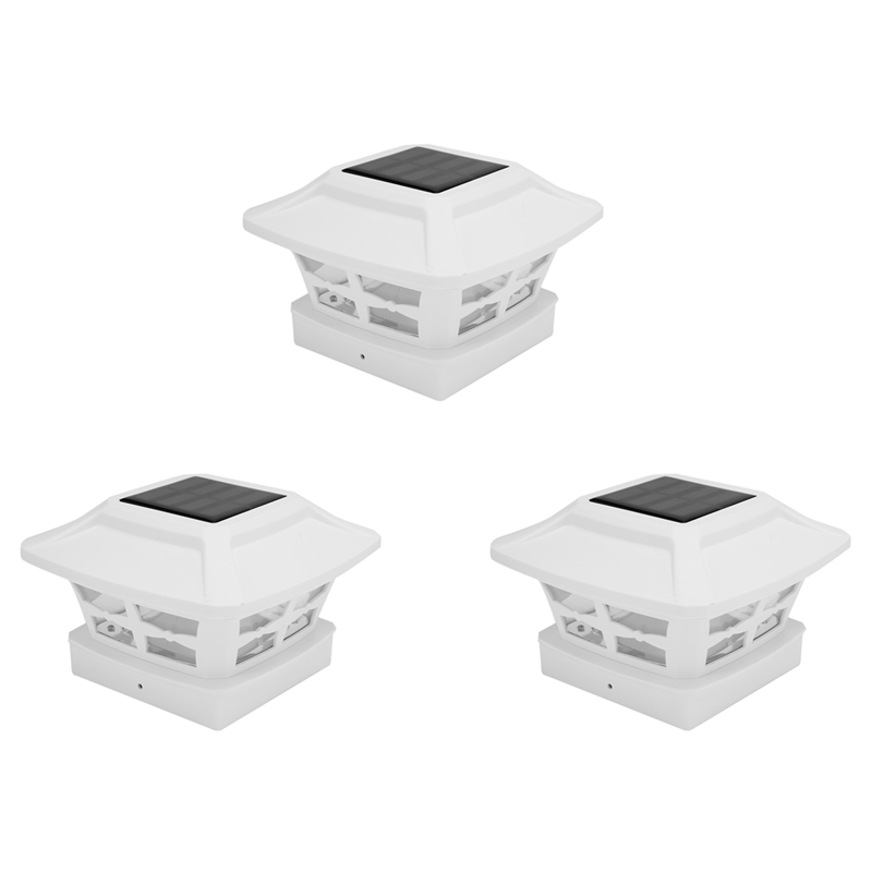 3X Solar Post Cap Lights 2 Lighting Modes LED Deck Fence Cap Lights for