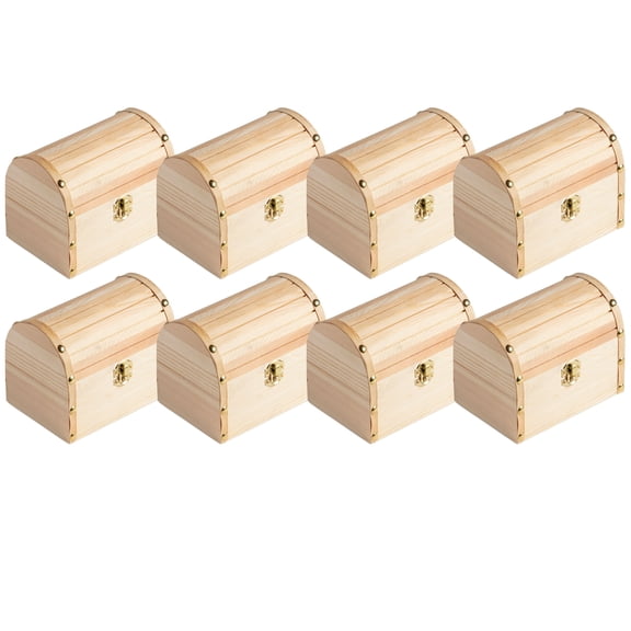 Make Market 6.5" Unfinished Wooden Domed Box - Ready-To-Decorate Wood Box for Trinkets, Coins, Jewlery, Valuables - Bulk 8 Pack