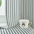 thumbnail image 3 of Curtainking Linen Striped Curtains 84 inch Farmhouse Light Filtering Drapes for Living Room Bedroom Grommet Top 2 Panels Blue, 3 of 7