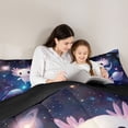 thumbnail image 5 of jejeloiu Sea Animal Axolotl Queen Comforter Set,Universe Planet Bedding Comforter Set For Girls Kids Reversible 3pcs, 5 of 8