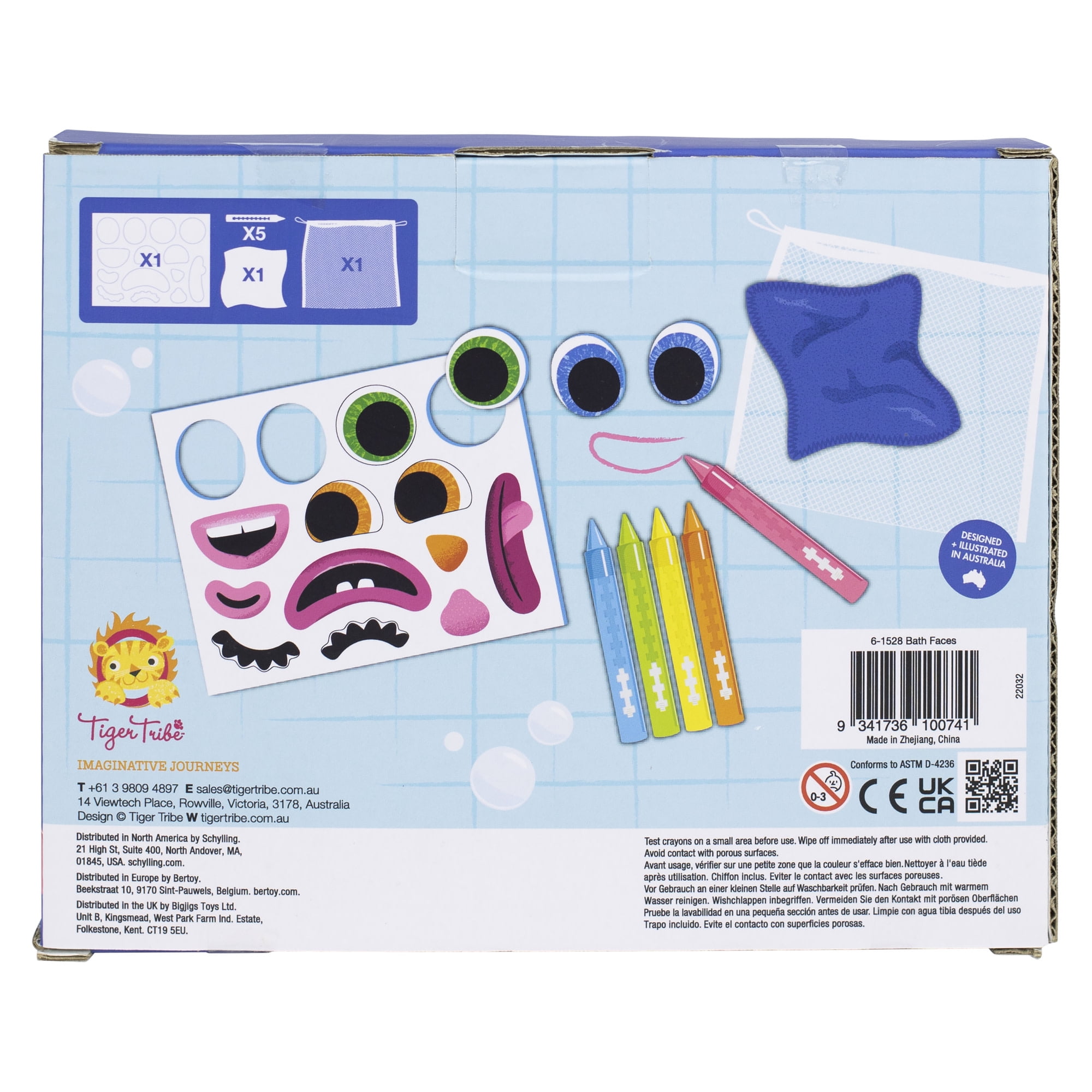 Tiger Tribe Bath Faces Toy for Toddlers - Creative Bathtime Fun with Foam Features and Crayons - Develop Fine Motor Skills and Imaginative Play