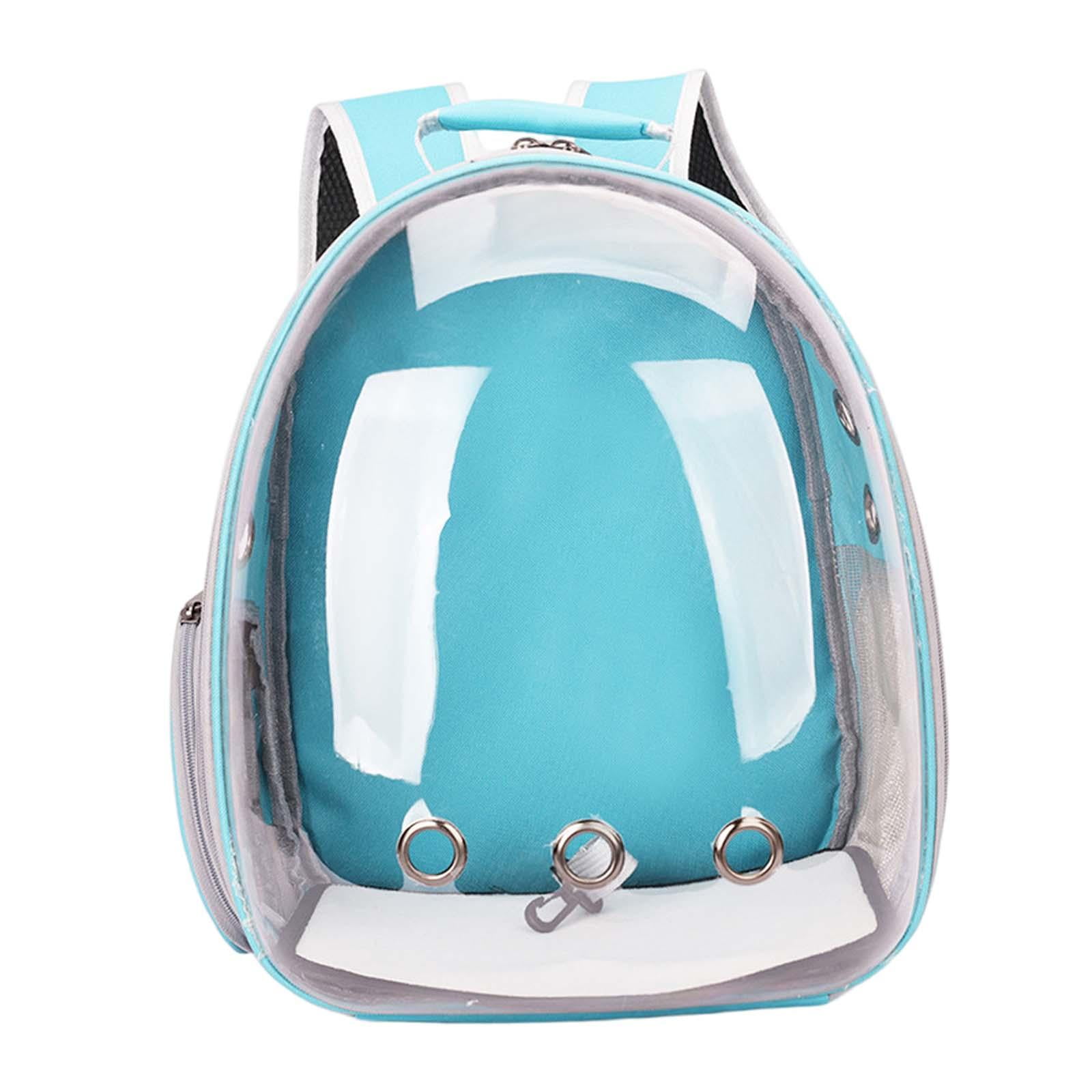 Bvdfgk Cat Carrier Backpack with Adjustable Shoulder Strap Transparent Small Dog Hiking Blue