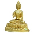 thumbnail image 2 of Ashopi Lord Buddha Sitting on Lotus Decorative Showpiece - 14 cm (Brass, Antique Yellow Finish)c, 2 of 4