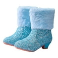 thumbnail image 6 of Quealent Girls Cowboy Boots, Glitter Cowgirl Boots with Fleece Linen, Sparkle Sequin Western Boot for Gilrs Toddler/Little Kid Party Birthday Blue for Size 12, 6 of 9