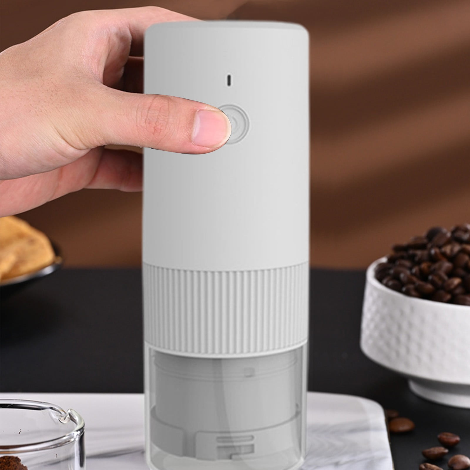 RoamHome Coffee Grinder Electric Rechargeable, 5-Speed Adjustable Grinding Machine, Portable Grinders for Coffee Spices Beans Herbs, Kitchen Supplies, Gift for Family Friend (White, 1PC)