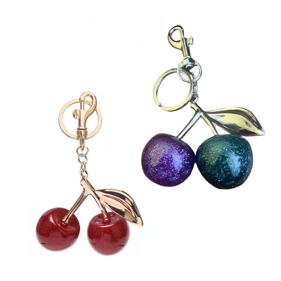 DESIGNICE 2026 New 2Pcs Purse Charms Stylish Cherry Motif Bag Charms for Handbags Charming Resin Finish Keychain Charms for Gift Party Daily Style2