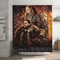 thumbnail image 1 of Cortina de ducha Jon Snow, impermeable, de poliéster, lavable, decorativa, con 12 ganchos, 182,88 x 182,88 cm, de hierro, 1 of 8