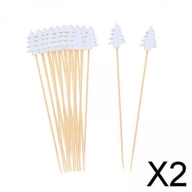 Juego de selecciones de aperitivos festivos: palillos de dientes de bambú hechos a mano para decoración de cupcakes 2 piezas